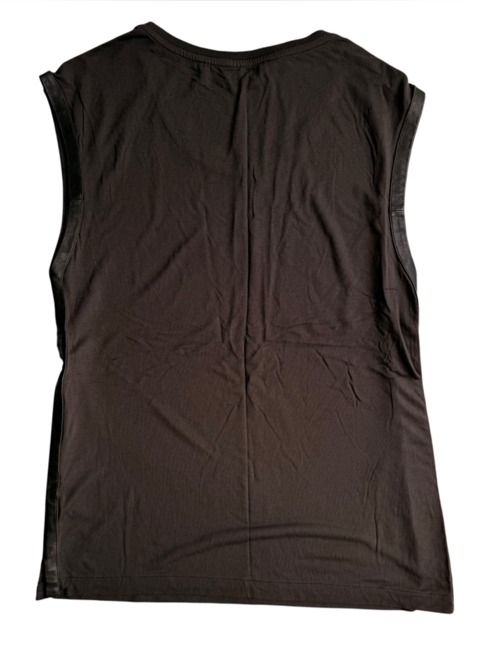 AllSaints Lamb Leather Trim Sleeveless Brown Tank XS - Picture 3 of 7